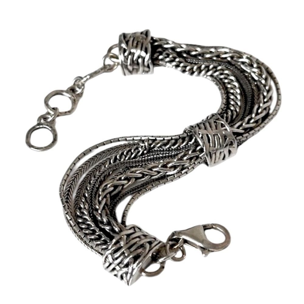Multi-Row Silver Tone Women’s Chain Bracelet Talk of the Town